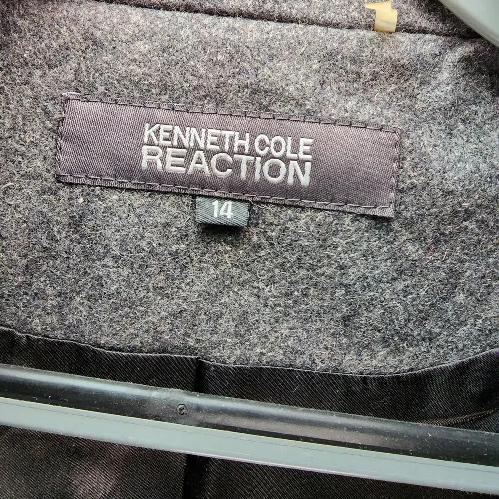 Womens Kenneth Cole Reaction Wool Coat size 14 Removable Hood